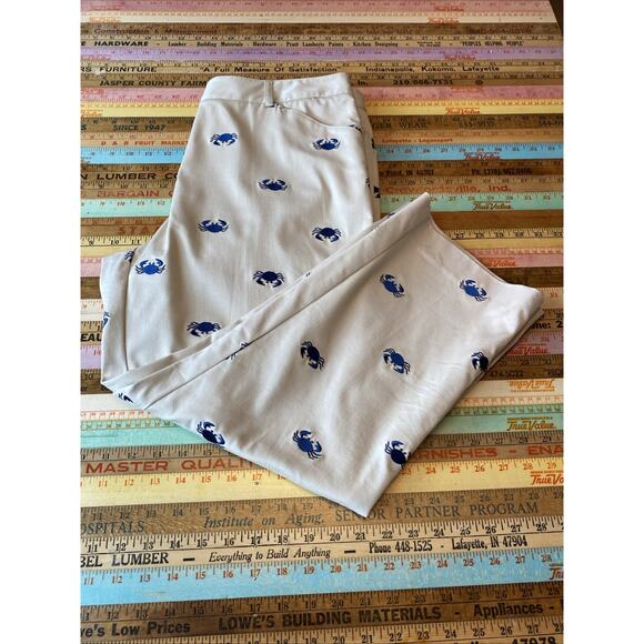 Lilly Pulitzer 12 Embroidered Crab Khaki Chino Pants Preppy Coastal Classic Crop - Picture 7 of 15